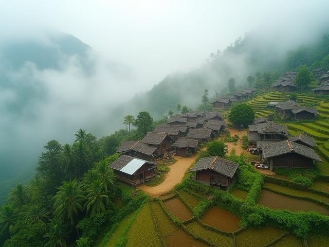 Traditional village in Northern Thailand during a sustainable trek